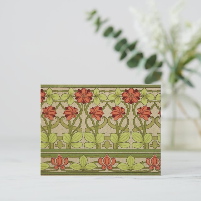 Frieze Border Art Nouveau Floral Postkarte (Stehend Vorderseite)