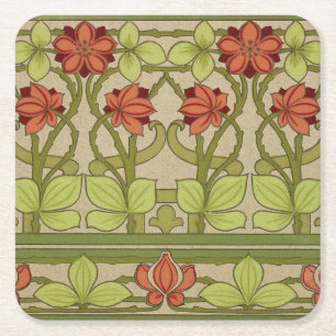 Frieze Border Art Nouveau Floral Rechteckiger Pappuntersetzer