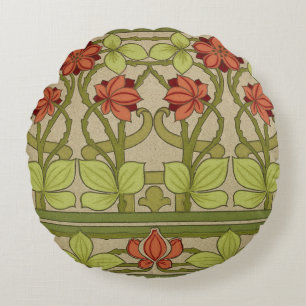 Frieze Border Art Nouveau Floral Rundes Kissen
