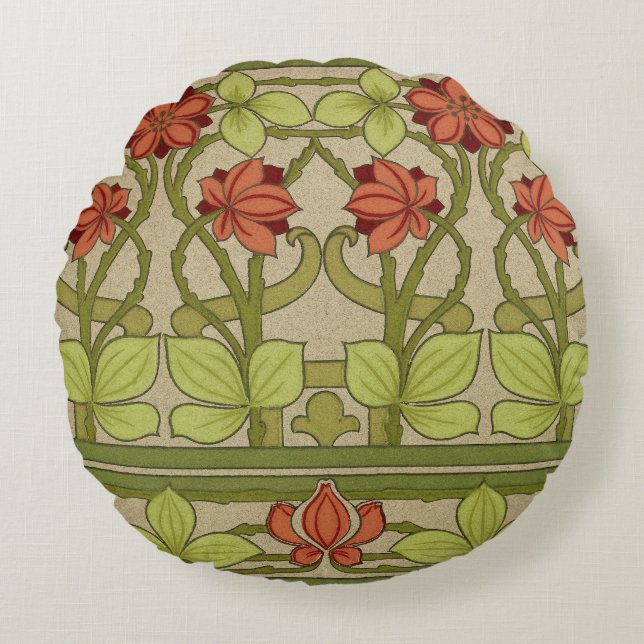 Frieze Border Art Nouveau Floral Rundes Kissen (Vorderseite)