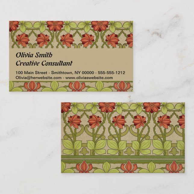 Frieze Border Art Nouveau Floral Visitenkarte (Vorne/Hinten)