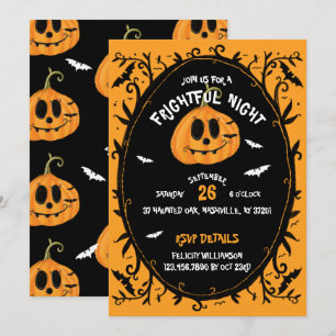 Fright Night Beängstigend Halloween Pumpkin Carvin Einladung