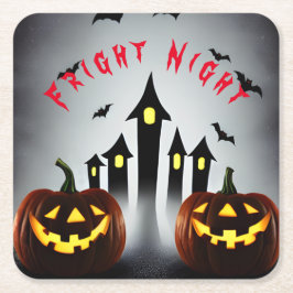 Fright Night Creepy Halloween Jack 'o Lantern Rechteckiger Pappuntersetzer