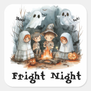 Fright Night Glow - Kostüme, Kerzen & Campfire Quadratischer Aufkleber