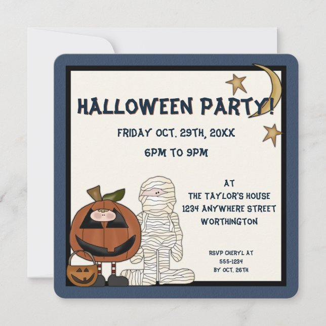 Fright Night Monsters 2 Halloween-Party Einladung (Vorderseite)