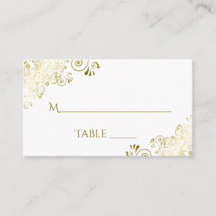 Frills d'or sur blanc Elegant Wedding Carte d'Esco