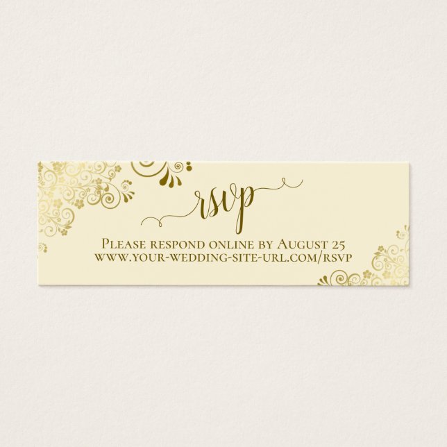 Frills d'or sur la carte en ligne RSVP de mariage  (Devant)