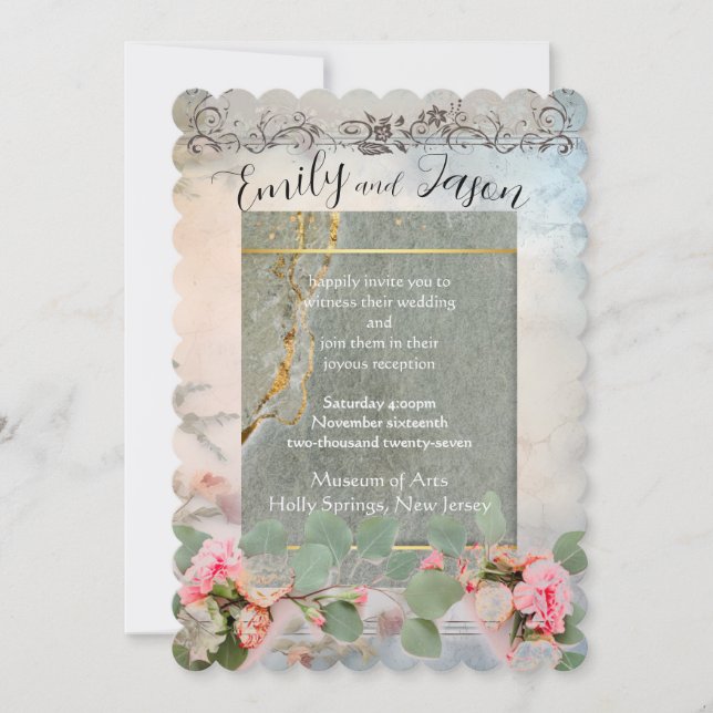 Frilly Elegance Flat Wedding Einladung (Vorderseite)