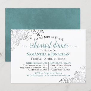 Frilly Elegant Aquamarin Hochzeit Probe Dinner Einladung