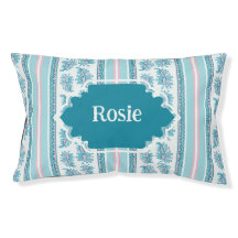 Frilly Frond Stripe in Pink and Aqua