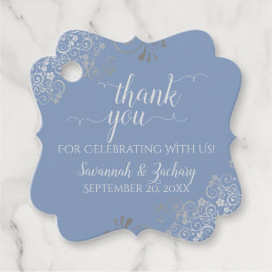 Frilly Light Blue & Silver Gray Wedding Vielen Dan Geschenkanhänger