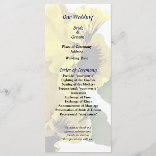 Frilly Yellow Pansies Programme de mariage