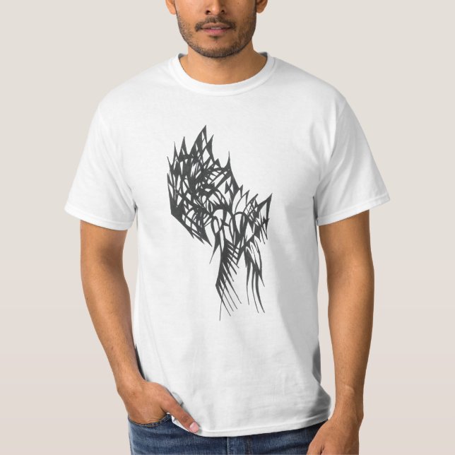 Fringe Black White Abstract Tribal Tattoo Art T-Shirt (Vorderseite)