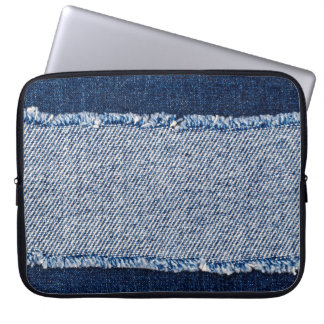 Fringed denim blauen Jeans Rahmen. Laptopschutzhülle
