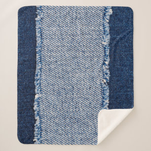 Fringed denim blauen Jeans Rahmen. Sherpadecke