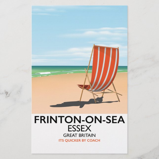 Frinton-on-Sea, Essex, Strandplakat. Briefpapier (Vorderseite)