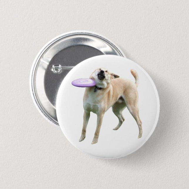Frisbee Dog Meme Button Button (Vorne & Hinten)