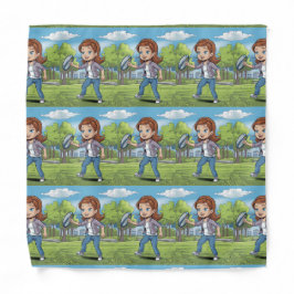 Frisbee Girl Scene Tiled Bandana Halstuch