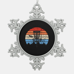 Frisbee Golf Disc Golf Retro Schneeflocken Zinn-Ornament