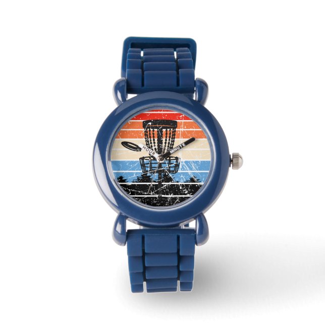 Frisbee Golf Disk Golf Retro Armbanduhr (Vorderseite)