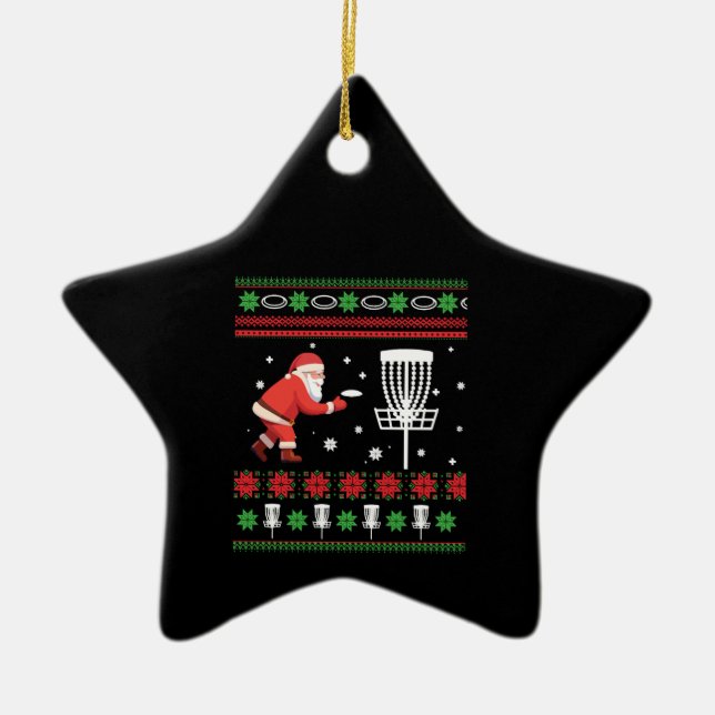 Frisbee Golf Ugly Christmas Sweater Keramik Ornament (Vorne)