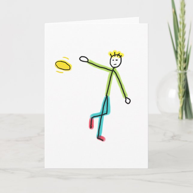 Frisbee werfender Stickman Karte (Vorderseite)