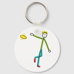 Frisbee werfender Stickman Schlüsselanhänger