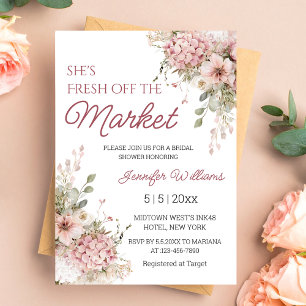 frisch auf dem Markt floral rosa Brautparty Einladung