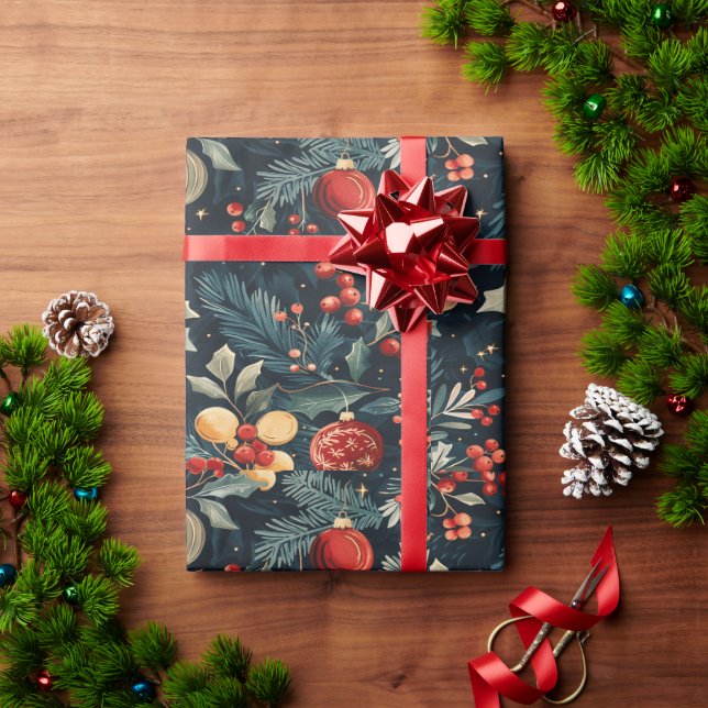 Frisch dekoriertes Weihnachtspapier Geschenkpapier (Feiertagsgeschenk)