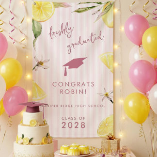 Frisch diplomiert Zitronen-Abschlussfeier-Banner Banner