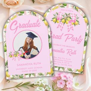 Frisch diplomierte Pink Lemon Foto-Abschlussfeier Einladung