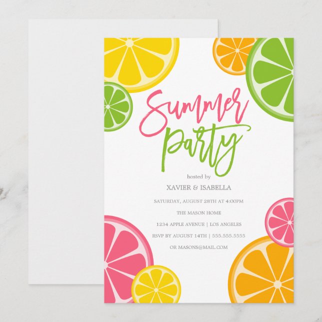 frisch gepresst| Sommerliche Party Einladung (Vorne/Hinten)