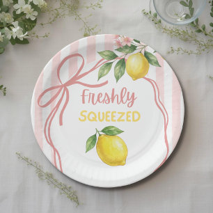 Frisch gepresste Limonade Rosa Schleife Baby Showe Pappteller