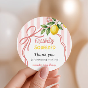 Frisch gepresste Limonade Schleife Baby Shower Runder Aufkleber