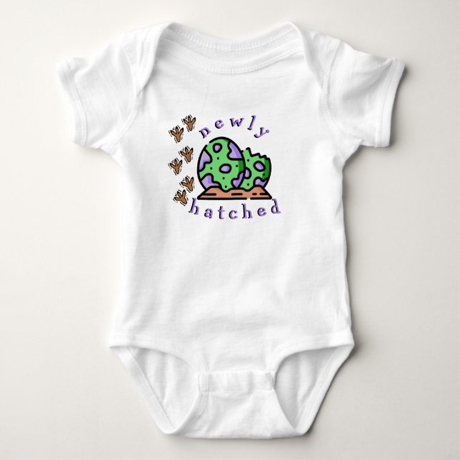 "frisch geschlüpfte" Lila und grüne Dino-Eier Baby Strampler (Vorderseite)