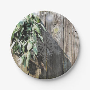 Frisch geschnittener Sage Barn-wood Snowflake Twin Pappteller