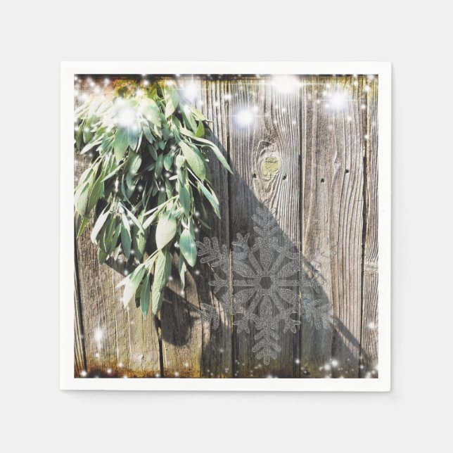 Frisch geschnittener Sage Barn-wood Snowflake Twin Serviette (Vorderseite)