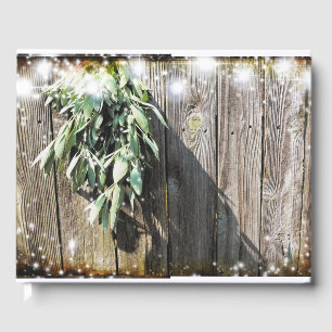 Frisch geschnittener Sage Barn-wood Twinkle Lights Gästebuch