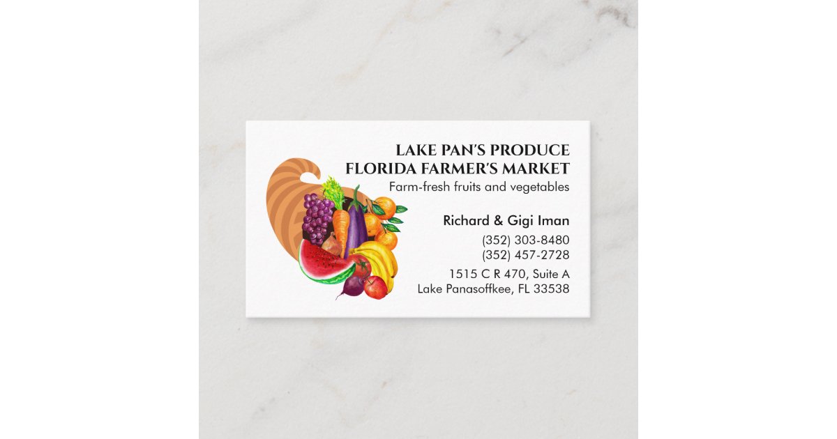 Frisch Obst Und Gemuse Cornucopia Logo Visitenkarte Zazzle Ch