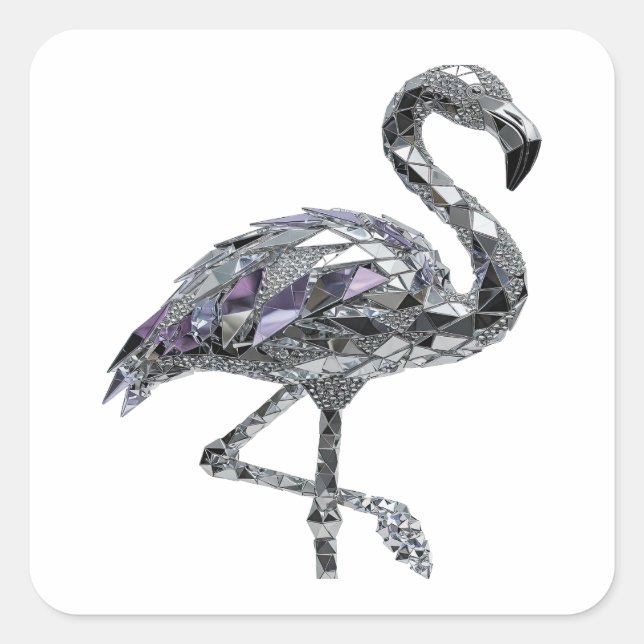Frisch Silber FLAMINGO Sticker Design (Vorderseite)