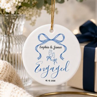 frisch verlobtes Paar, individuelles Weihnachtsges Keramik Ornament