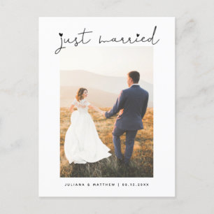 Frisch Vermählt Herz Moderne Schrift Hochzeit Ankündigungspostkarte