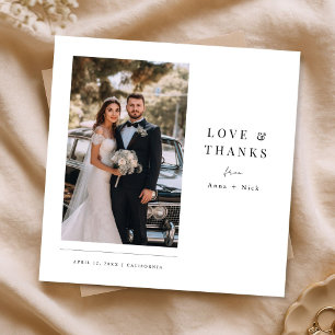 Frisch Vermählte Einfache Moderne Foto-Hochzeit Qu Dankeskarte
