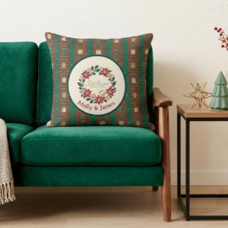 Frisch Vermählte Tartan Karo Weihnachts-Kranz-Paar Kissen