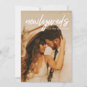 Frisch Vermählte W 3 Foto & Typografie Hochzeitsem Einladung