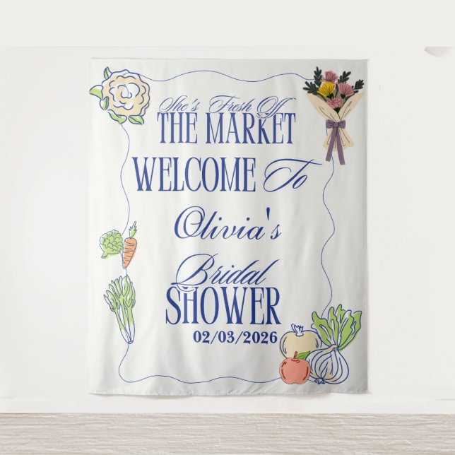 Frisch vom Markt Brautparty Begrüßung bei Wandteppich (Vorderseite)