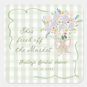 Frisch vom Markt Floral Brautparty Aufkleber