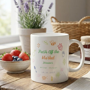 Frisch vom Markt Handgezeichnete Brautparty Kaffeetasse