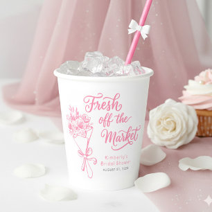 Frisch vom Markt Rosa Florale Hochzeitsdusche Pappbecher
