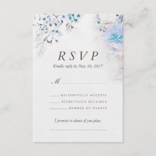 Frisch Wasserfarbe Hellblau Floral Boho RSVP Karte